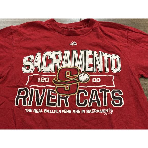 Majestic Mens Red MiLB Sacramento River Cats Short Sleeve T-Shirt Size M Medium - Picture 4 of 7